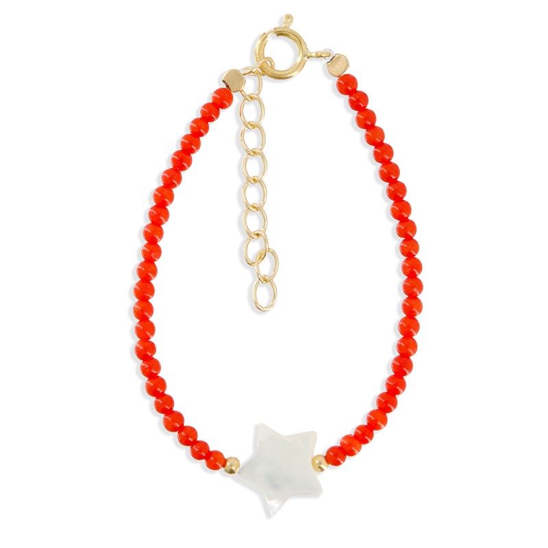Bracelet corail et étoile de nacre BRCORENF0011V Bracelet corail et étoile de nacre BRCORENF0011V