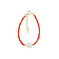 Bracelet corail et étoile de nacre BRCORENF0011V
