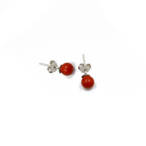 Boucles en perles de corail rouge pour femme BOCORF007A