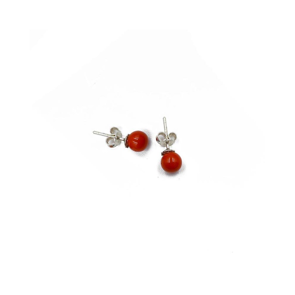 Boucles en perles de corail rouge pour femme BOCORF007A