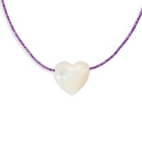 Bracelet enfant violet et coeur en nacre blanche BRNACENF003