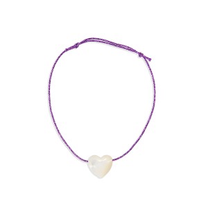 Bracelet enfant violet et coeur en nacre blanche BRNACENF003