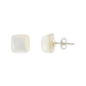 Boucles d'oreilles carrées en nacre blanche BONACF0035A