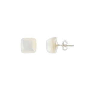 Boucles d'oreilles carrées en nacre blanche BONACF0035A