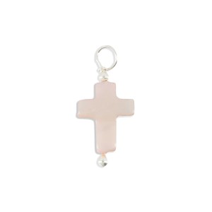 Pendentif croix en nacre rose  PDNACENF009A