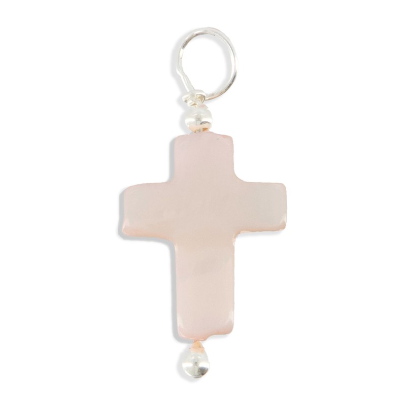 Pendentif croix en nacre rose PDNACENF009A Pendentif croix en nacre rose PDNACENF009A