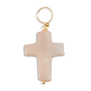 Pendentif croix en nacre rose PDNACENF0011V