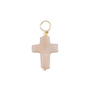 Pendentif croix en nacre rose PDNACENF0011V