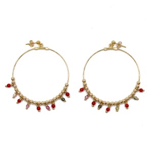 Boucles d'oreilles en corail et pierres BOCORF0015A