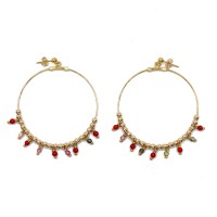 Boucles d'oreilles en corail et pierres BOCORF0015A