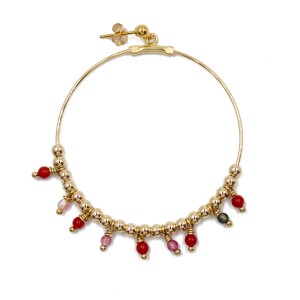 Boucles d'oreilles en corail et pierres BOCORF0015A