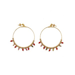 Boucles d'oreilles en corail et pierres BOCORF0015A