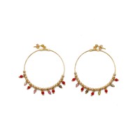 Boucles d'oreilles en corail et pierres BOCORF0015A