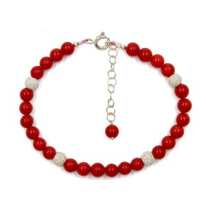 Bracelet en perles de corail rouge BRCORF0018A