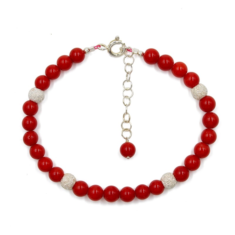 Bracelet en perles de corail rouge BRCORF0018A Bracelet en perles de corail rouge BRCORF0018A