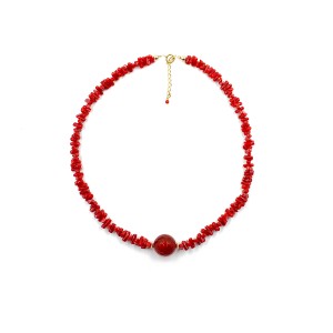 Collier corail brut et sa perle de cornaline COCORF0087V