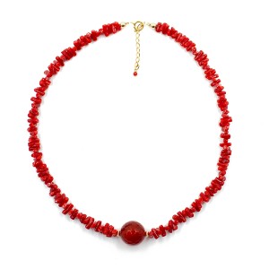 Collier corail brut et sa perle de cornaline COCORF0087V