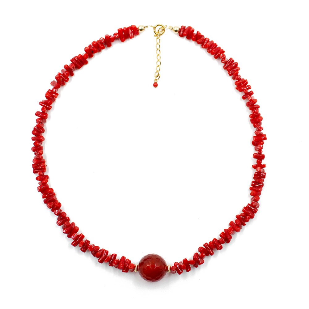 Collier corail brut et sa perle de cornaline COCORF0087V