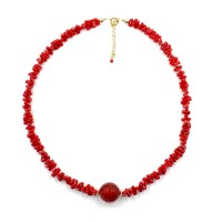 Collier corail brut et sa perle de cornaline COCORF0087V
