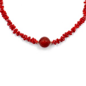 Collier corail brut et sa perle de cornaline COCORF0087V
