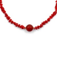 Collier corail brut et sa perle de cornaline COCORF0087V