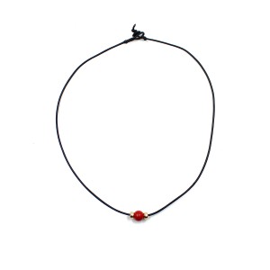collier cordon et sa perle en corail rouge COCORH0015V