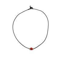collier cordon et sa perle en corail rouge COCORH0015V