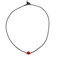 collier cordon et sa perle en corail rouge COCORH0015V