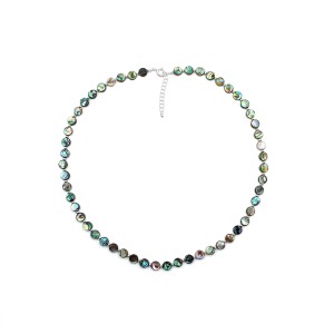 Collier en pastille ronde de nacre bleue CONACF0072A