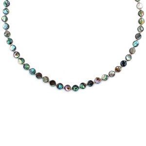 Collier en pastille ronde de nacre bleue CONACF0072A