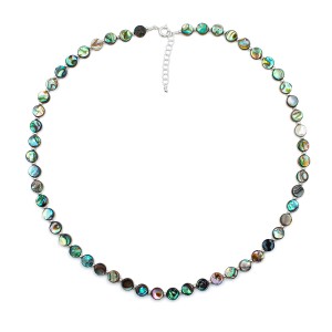 Collier en pastille ronde de nacre bleue CONACF0072A
