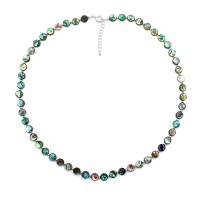 Collier en pastille ronde de nacre bleue CONACF0072A