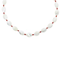Collier en pastille de nacre et perle de corail rouge véritable COCORF0093V