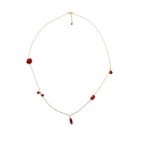 Collier chaine doré et ses morceaux de corail rouge COCORF0092V