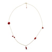 Collier chaine doré et ses morceaux de corail rouge COCORF0092V
