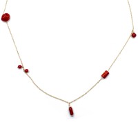 Collier chaine doré et ses morceaux de corail rouge COCORF0092V