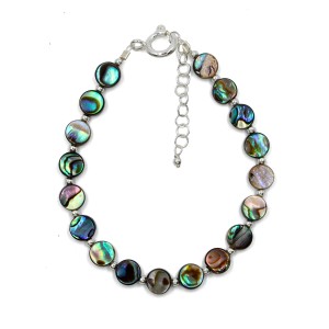 Bracelet en pastille ronde de nacre bleue BRNACF0055A