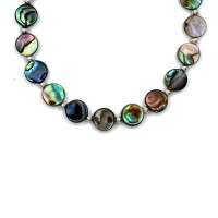 Bracelet en pastille ronde de nacre bleue BRNACF0055A