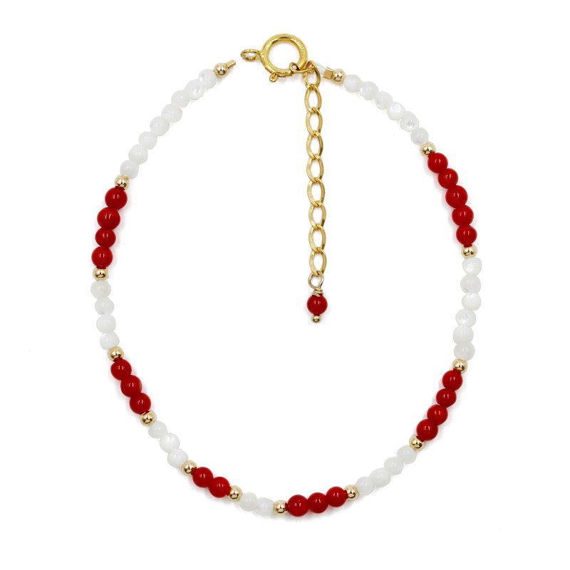 Bracelet en corail et nacre blanche BRNACF0056V