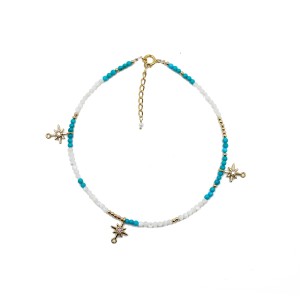 Chaine de cheville nacre et turquoise BRNACF0058V
