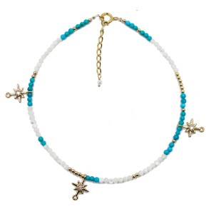 Chaine de cheville nacre et turquoise BRNACF0058V