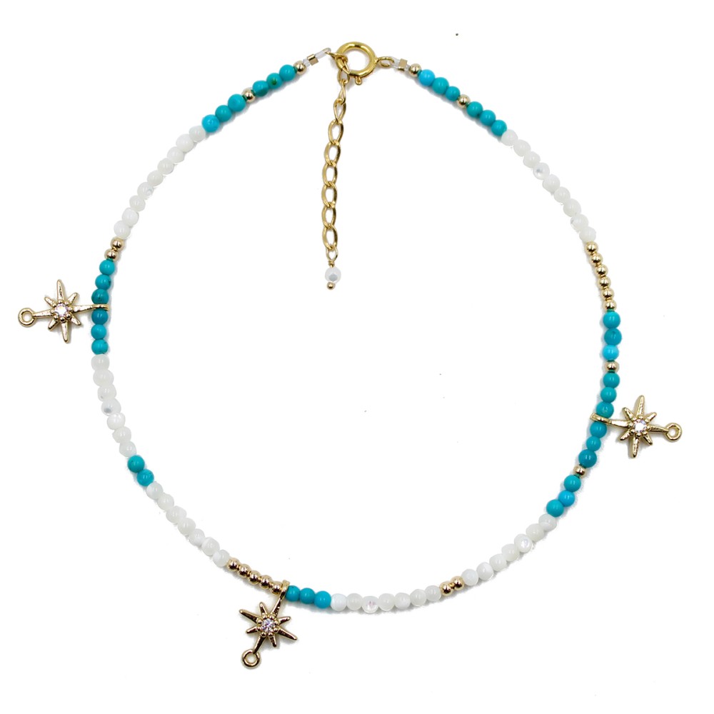 Chaine de cheville nacre et turquoise BRNACF0058V