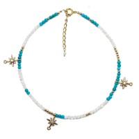 Chaine de cheville nacre et turquoise BRNACF0058V