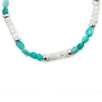 Chaine de cheville nacre blanche et amazonite BRNACF0059A