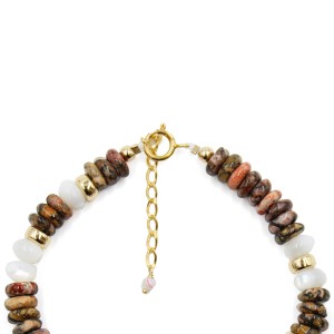 Bracelet en rondelles de nacre blanche et jaspe BRNACF0061A