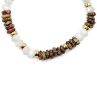 Bracelet en rondelles de nacre blanche et jaspe BRNACF0061A