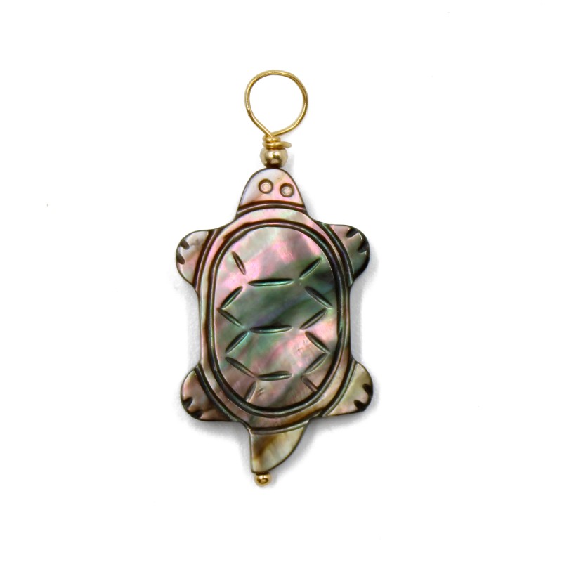 Pendentif tortue en nacre noire PDNACF0011V Pendentif tortue en nacre noire PDNACF0011V