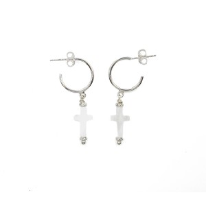 Créole argent et croix en nacre BONACF0040A