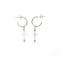 Créole argent et croix en nacre BONACF0040A