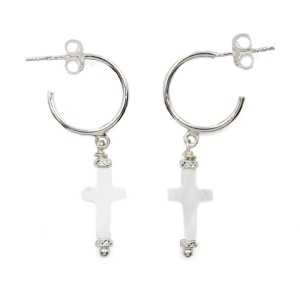 Créole argent et croix en nacre BONACF0040A